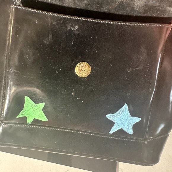 Gucci Black Patent Leather Handbag UPCYCLED pop Stars Neon Shoulder Bag VTG - Picture 11 of 14